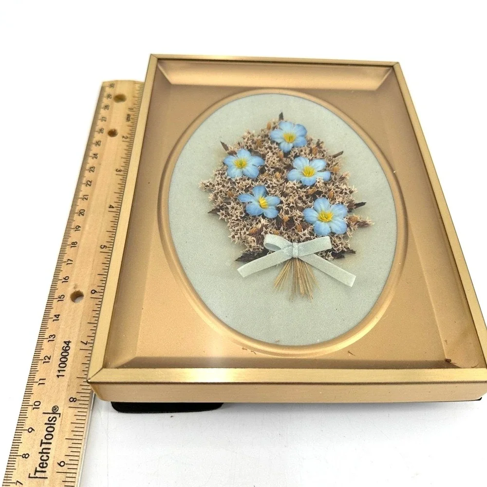 Vintage Cottagecore Gold‎ Framed Pressed Flower Botanical Wall Art Decor